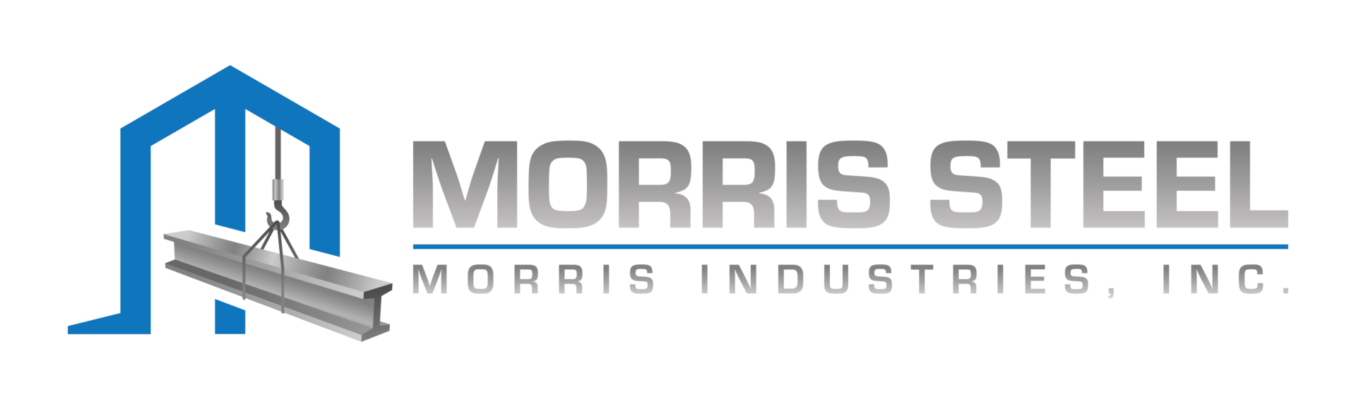 Morris Steel Horizontal Blue Light Text